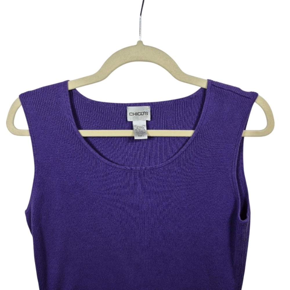 Chicos Top Womens Medium Silk Blouse Capsule Stretch Knit Tank Chic Casual - Picture 3 of 7